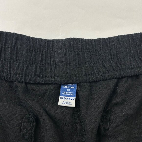 Old Navy Black Linen Blend Wide Leg Lounge Pant 2X - Picture 4 of 7